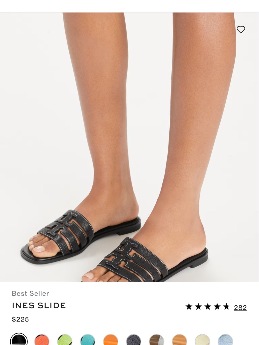 Tory Burch Black Ines Slide Leather Sandals sz 6 black worn once